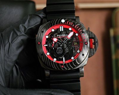 Panerai Submersible 47MM Skeleton Design 2555 Movement Men Black Watch